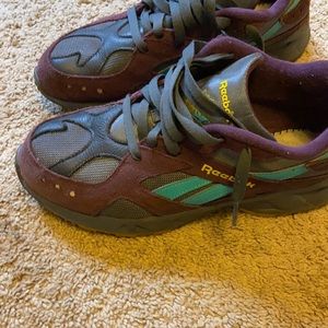 Purple, Baby blue, & Grey Reebok’s. Very exclusive Not to many people got them.